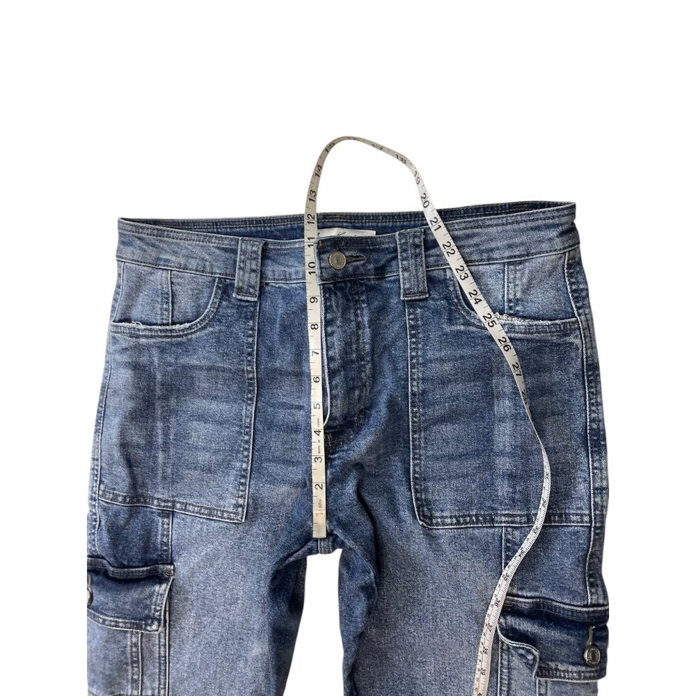 KanCan Womens Blue Denim Cargo Jeans W13/30 With Multiple Pockets & Relaxed Fit - Picture 8 of 10